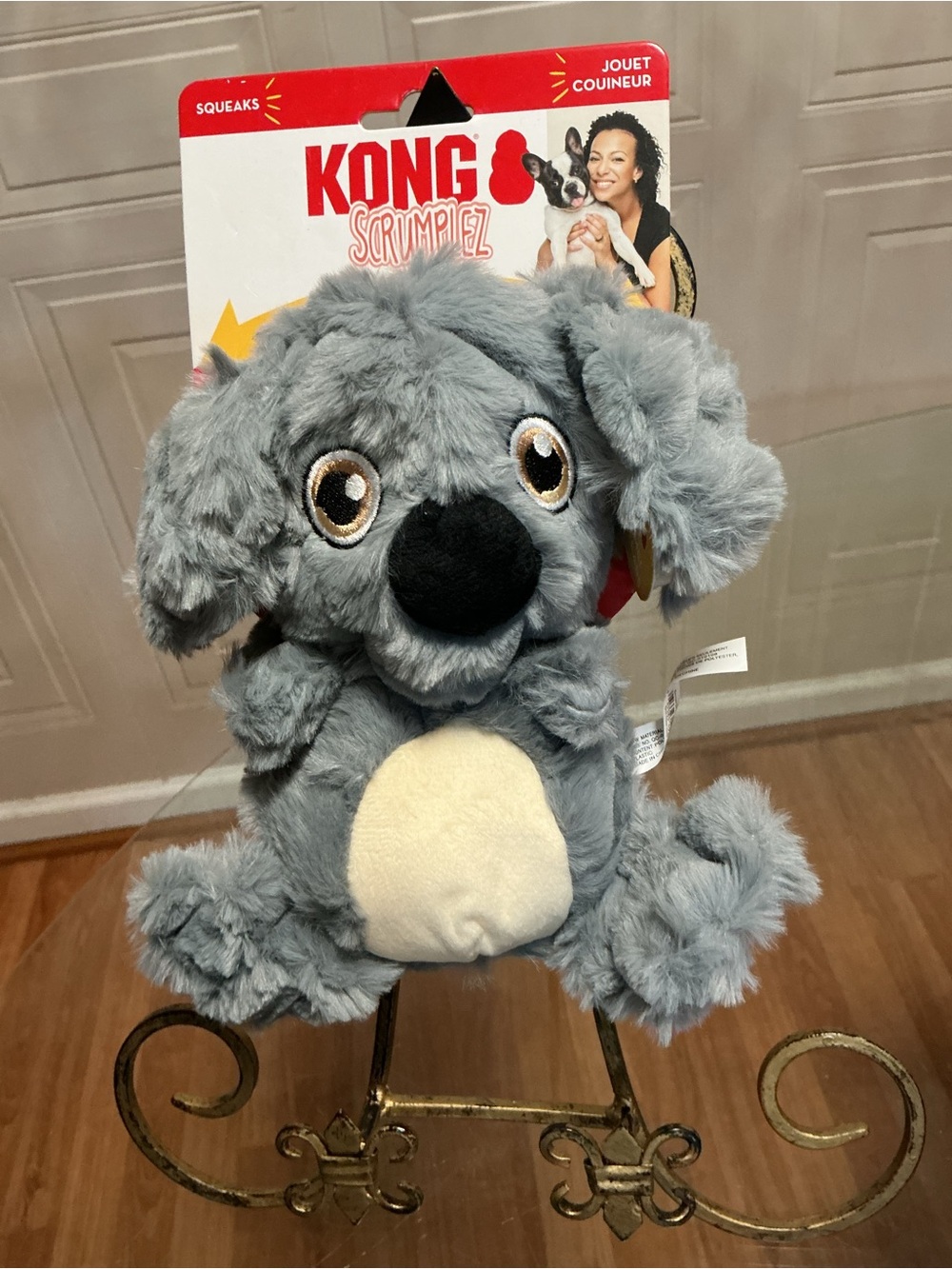 NWT -KONG Scrumplez Koala Dog Toy, Grey, Medium Dog Toy With Squeaker 9”